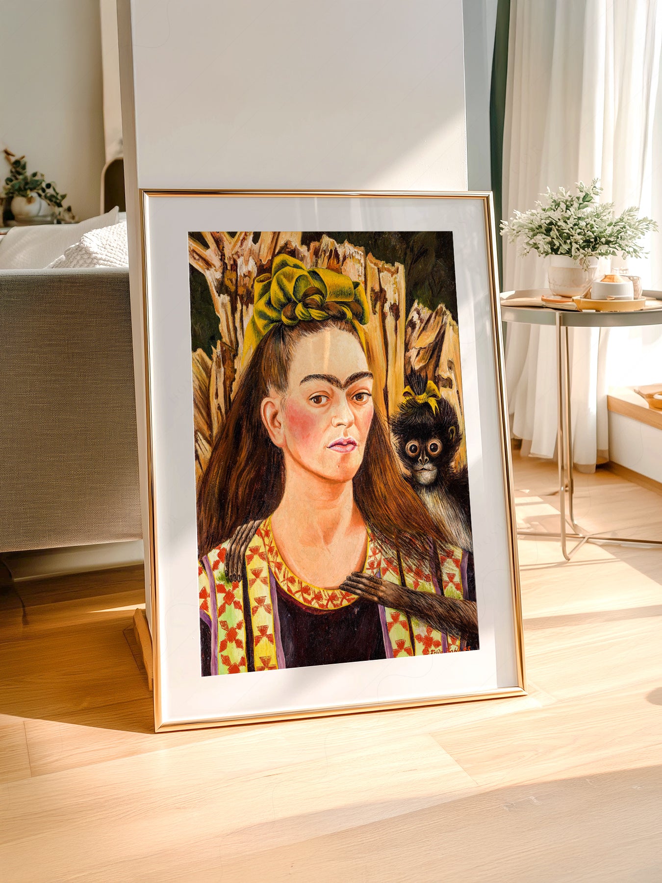 Frida Kahlo Self-Portrait with Monkey Art Print – Mexican Wall Art