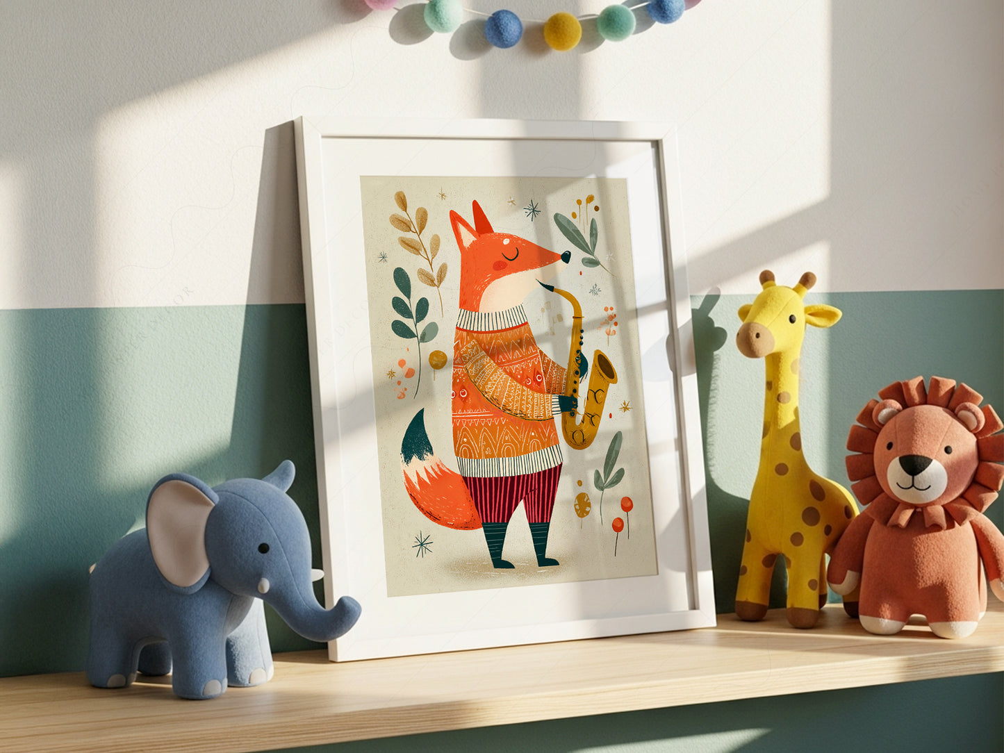 Musical Saxophone Fox Art Print