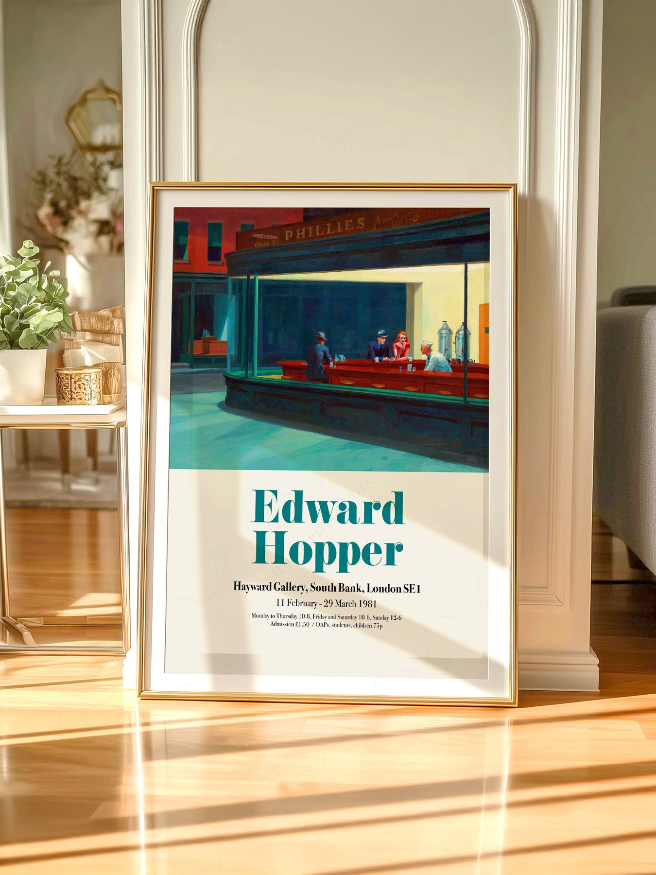 Gallery wall featuring Edward Hopper Nighthawks Exhibition fine art print