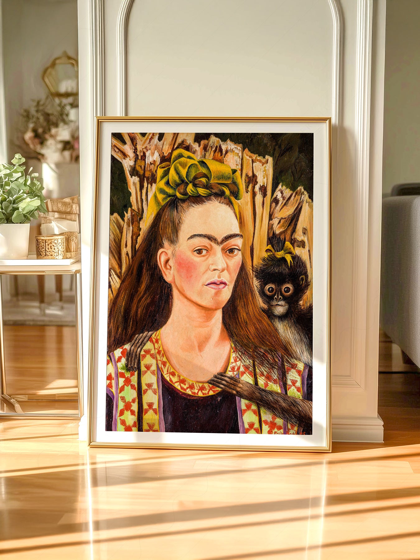 Frida Kahlo Self-Portrait with Monkey Art Print – Mexican Wall Art