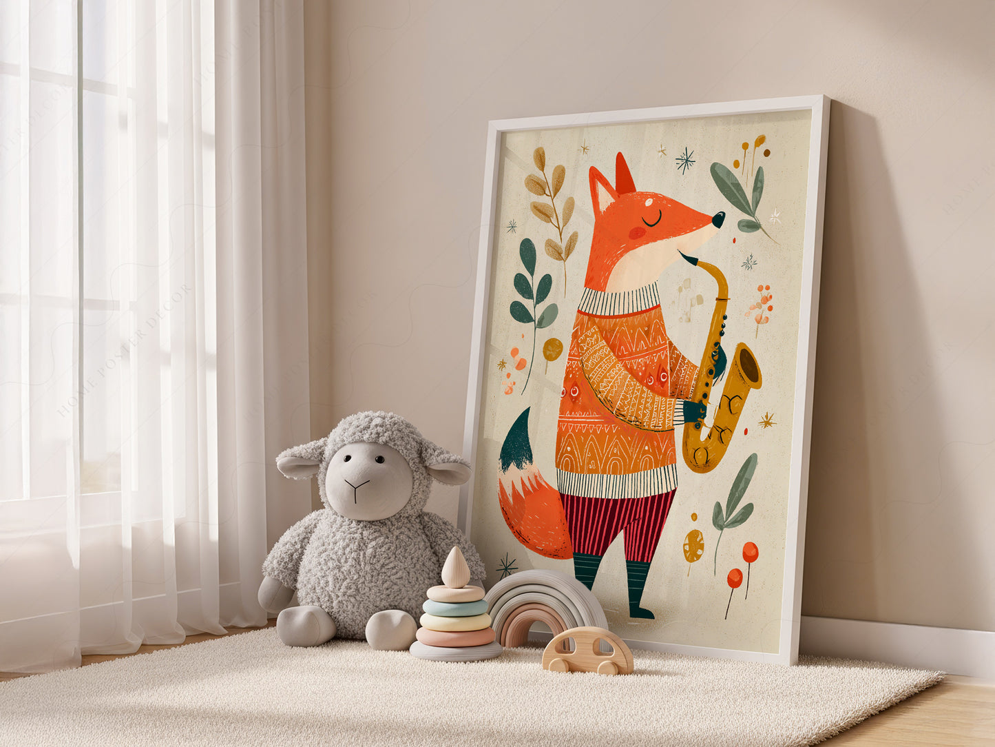 Musical Saxophone Fox Art Print