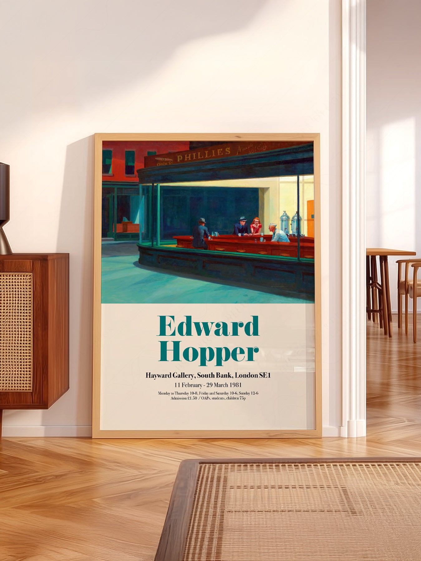 Edward Hopper wall art in a cozy home study or reading room