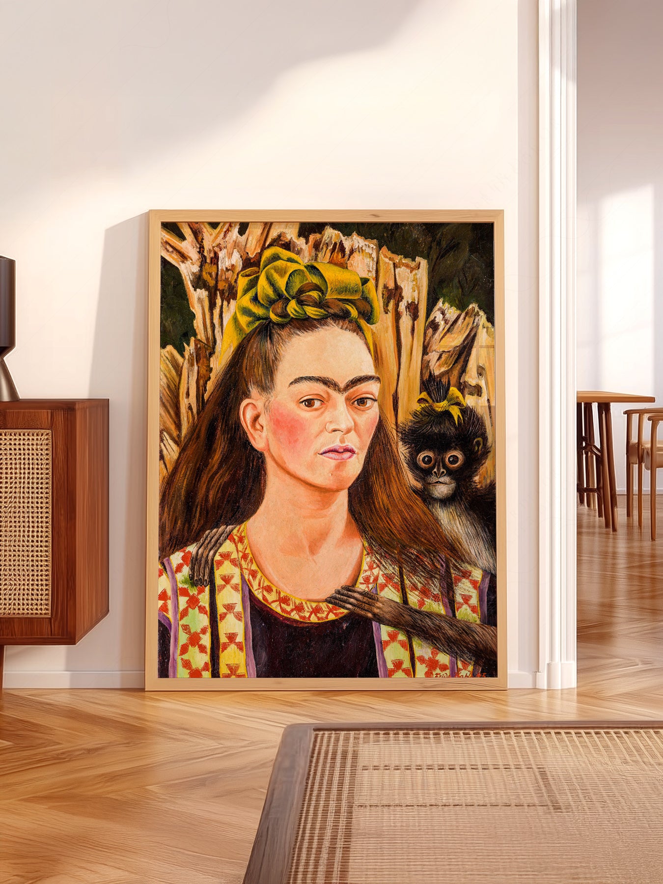Frida Kahlo Self-Portrait with Monkey Art Print – Mexican Wall Art