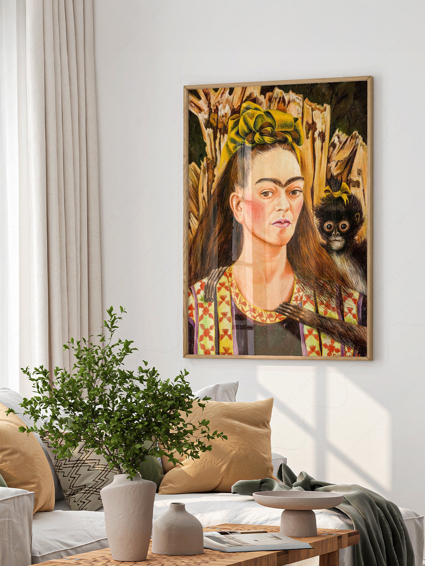 Frida Kahlo Self-Portrait with Monkey Art Print – Mexican Wall Art