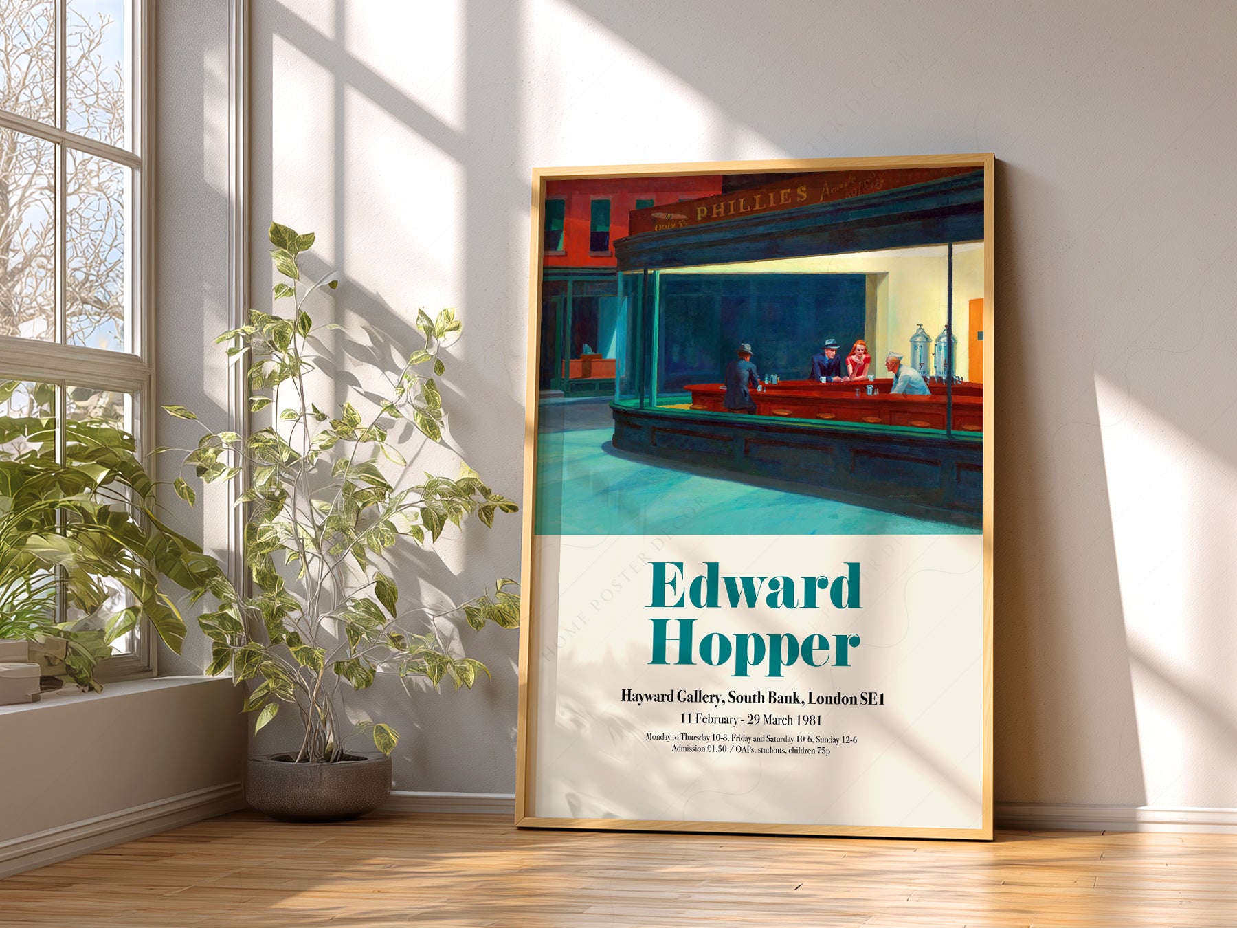 Gallery wall featuring Edward Hopper Nighthawks Exhibition fine art print