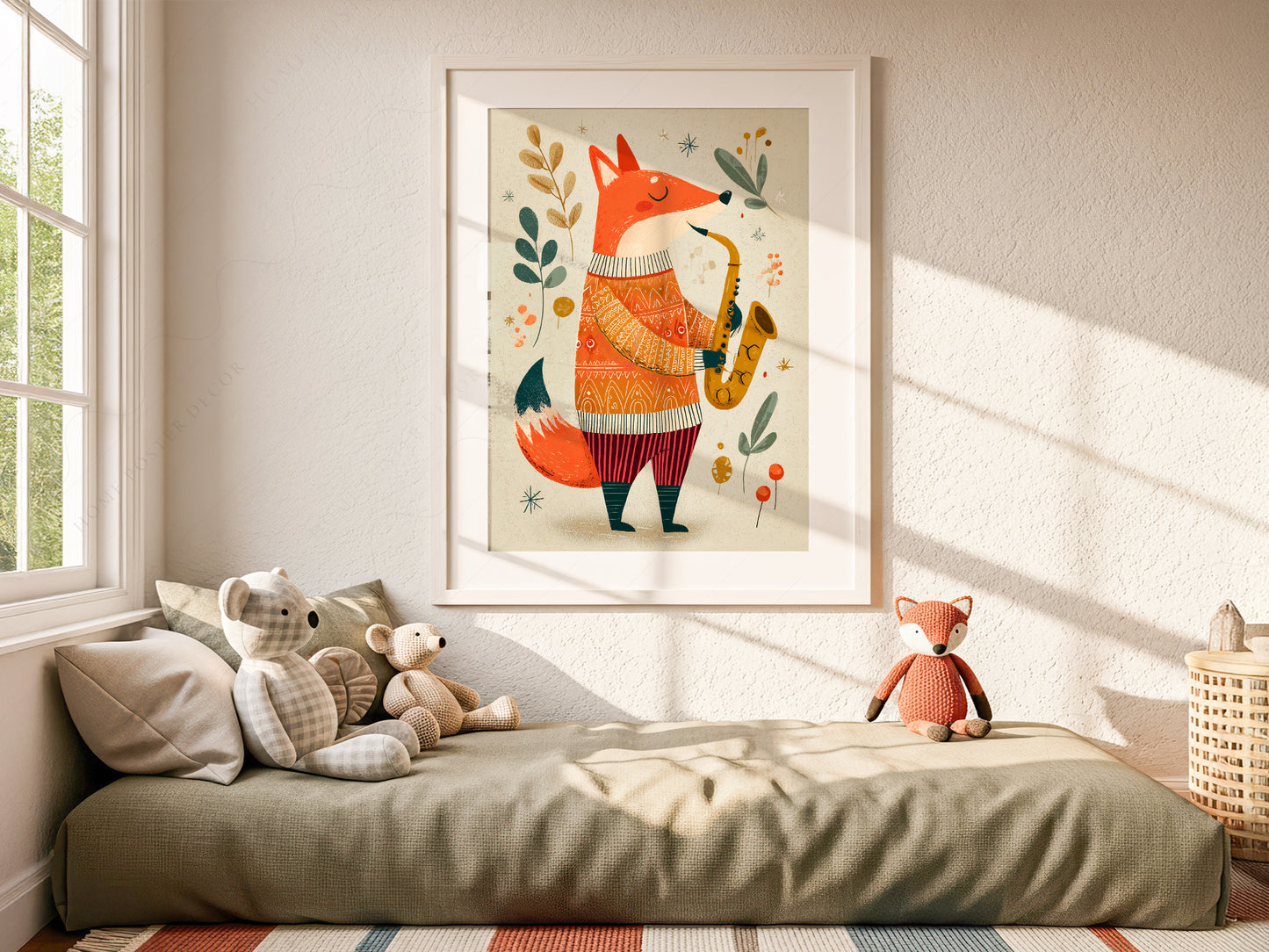 Musical Saxophone Fox Art Print