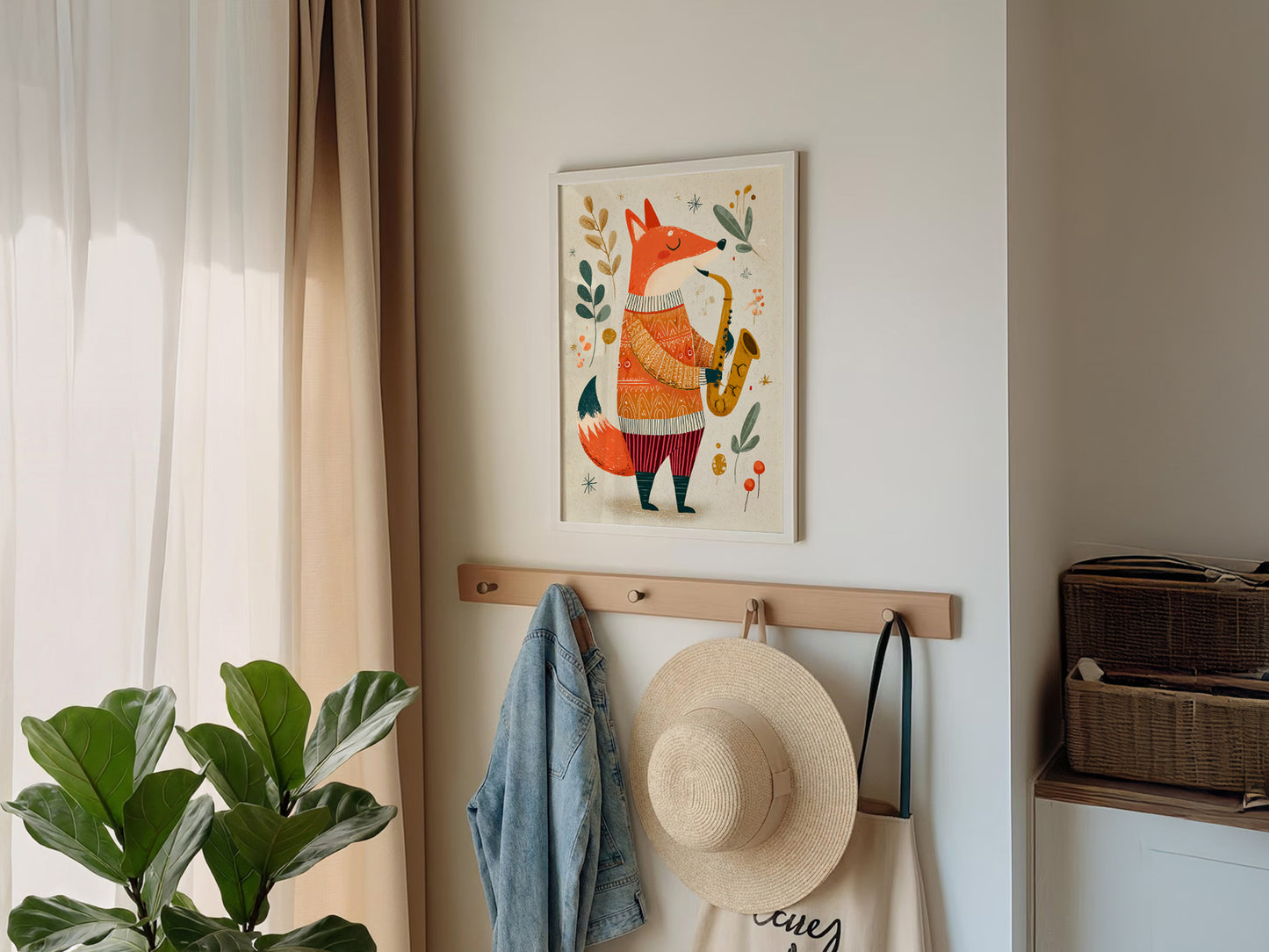 Musical Saxophone Fox Art Print