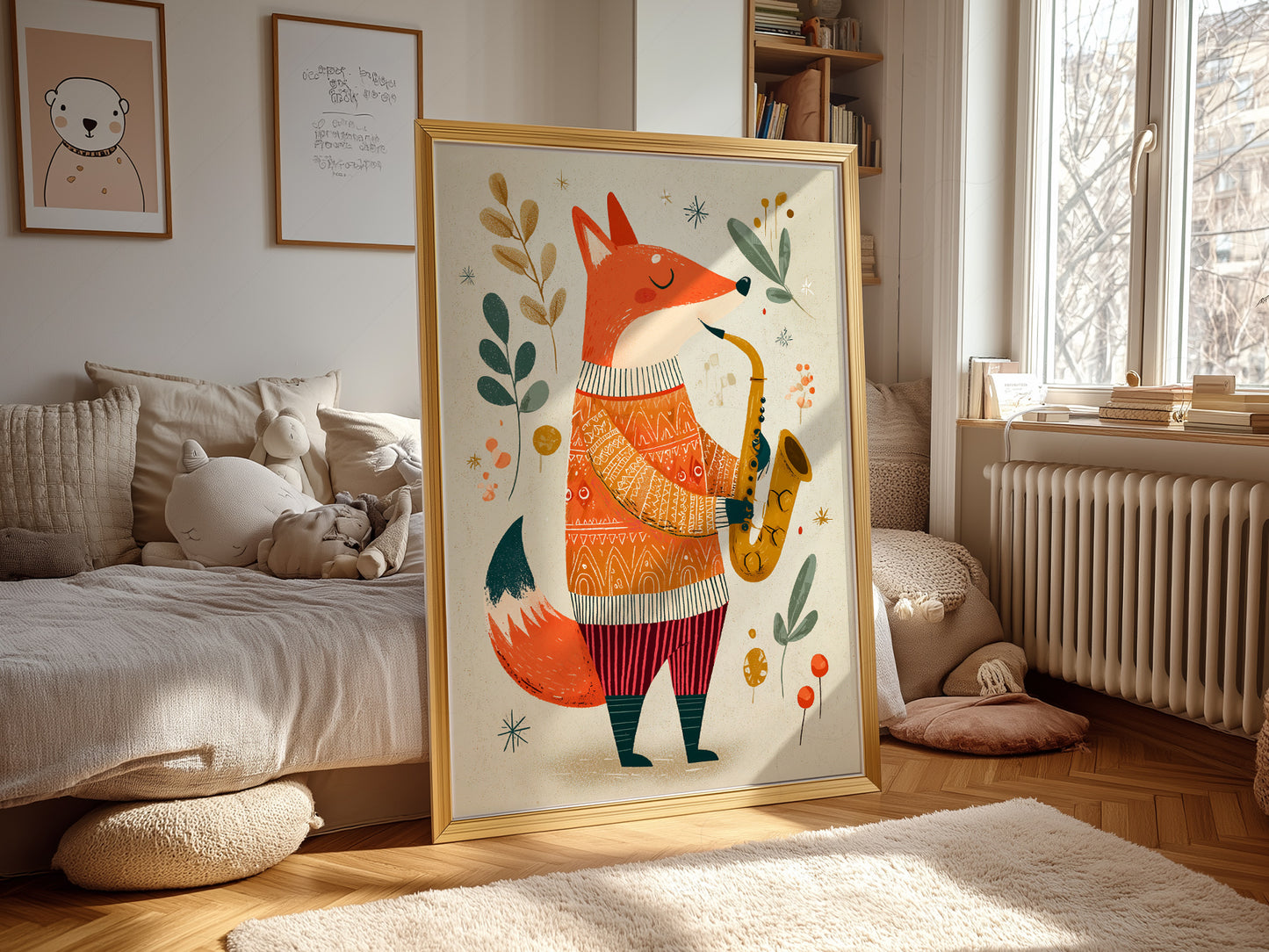 Musical Saxophone Fox Art Print