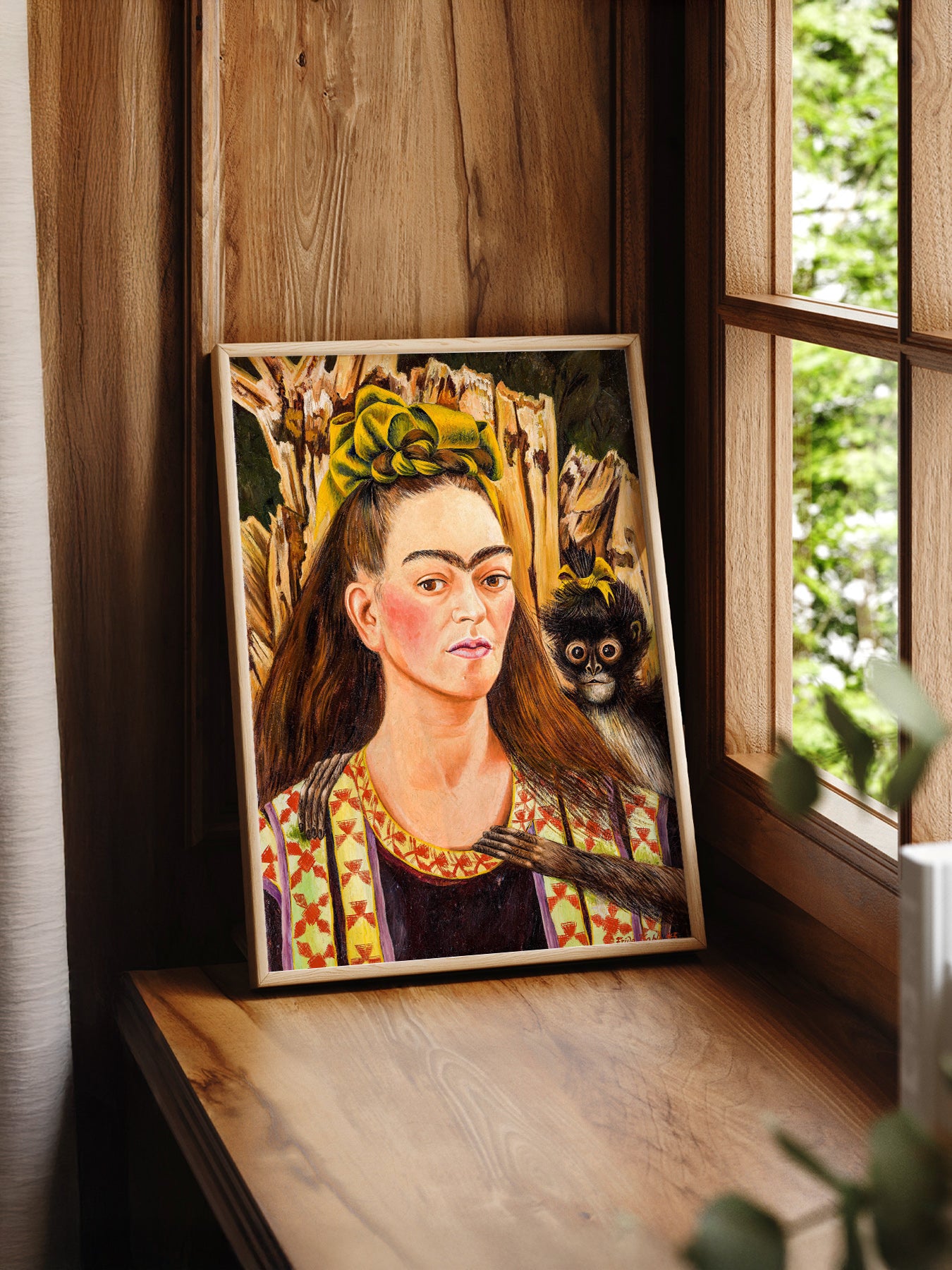 Frida Kahlo Self-Portrait with Monkey Art Print – Mexican Wall Art