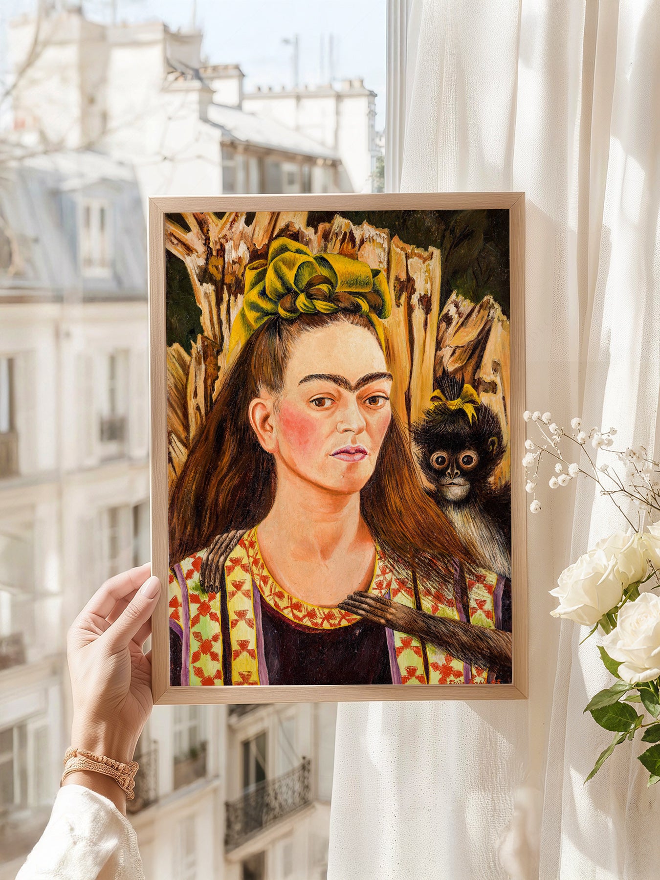 Frida Kahlo Self-Portrait with Monkey Art Print – Mexican Wall Art