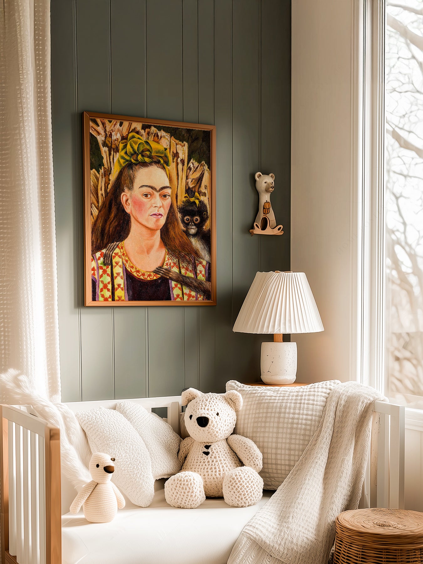 Frida Kahlo Self-Portrait with Monkey Art Print – Mexican Wall Art