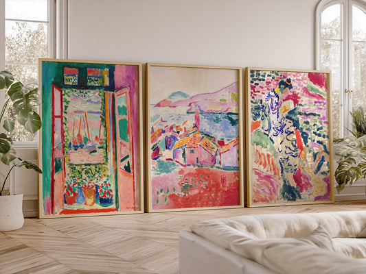 Henri Matisse Gallery Wall - Set of 3 Prints, The Open Window, View at Collioure and La Japonaise