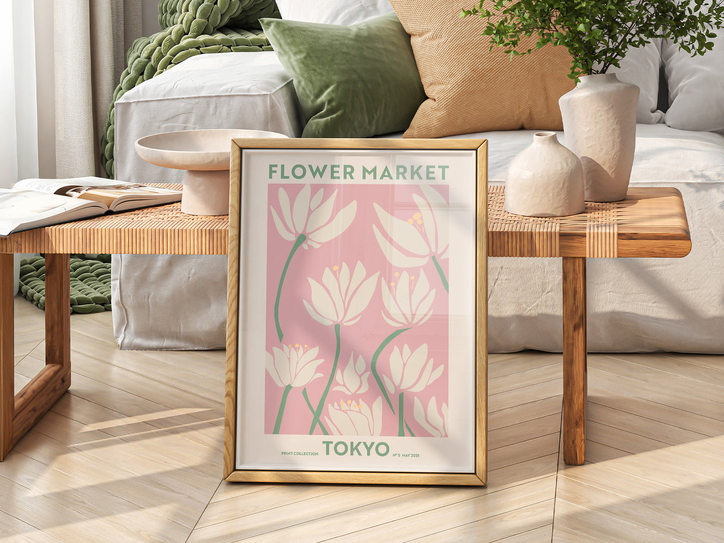 Flower Market Tokyo, Famous City Poster, Travel Gift Idea, Floral Wall Art