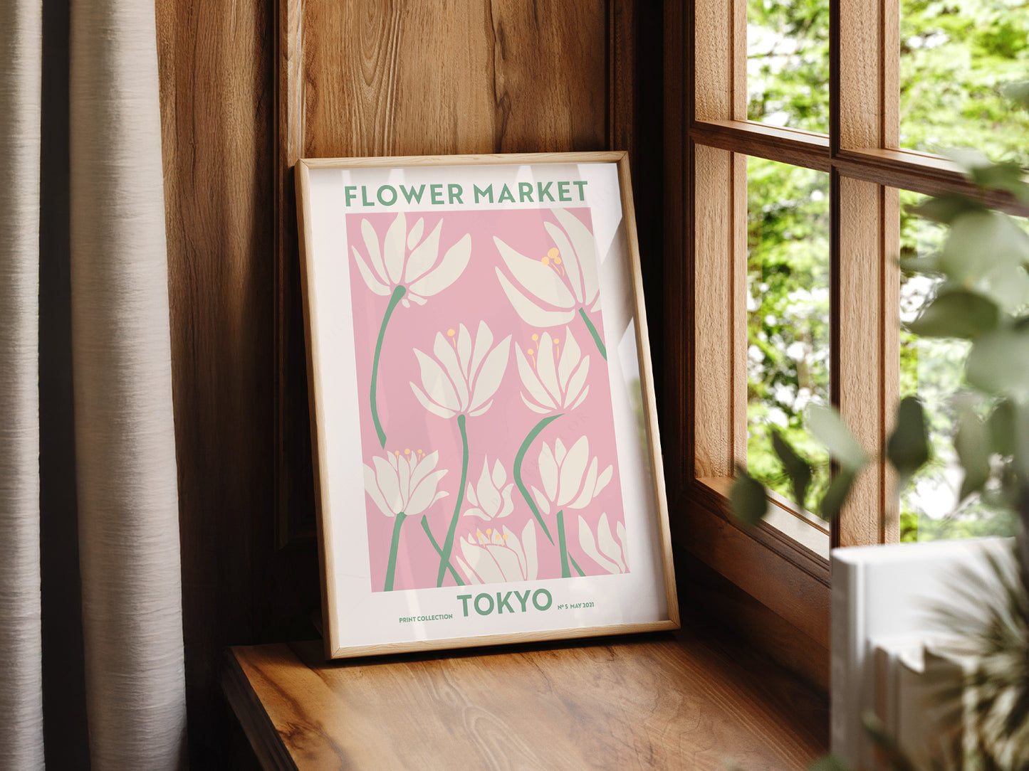 Flower Market Tokyo, Famous City Poster, Travel Gift Idea, Floral Wall Art