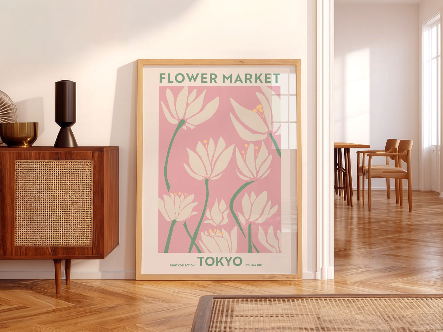 Flower Market Tokyo, Famous City Poster, Travel Gift Idea, Floral Wall Art