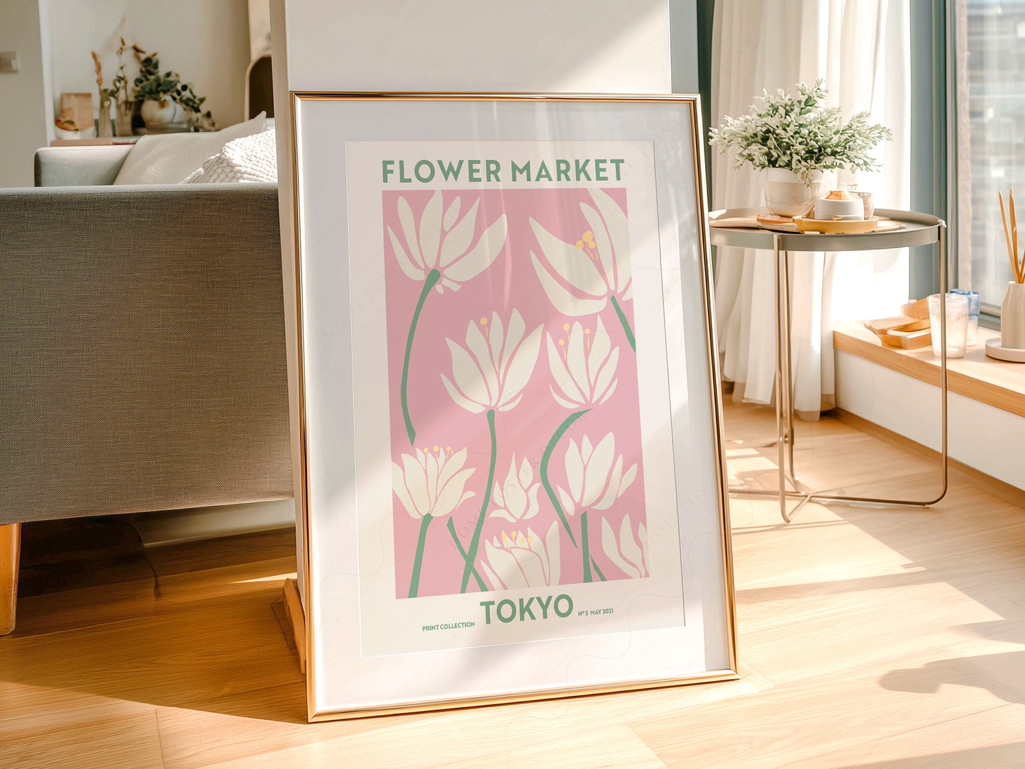 Flower Market Tokyo, Famous City Poster, Travel Gift Idea, Floral Wall Art