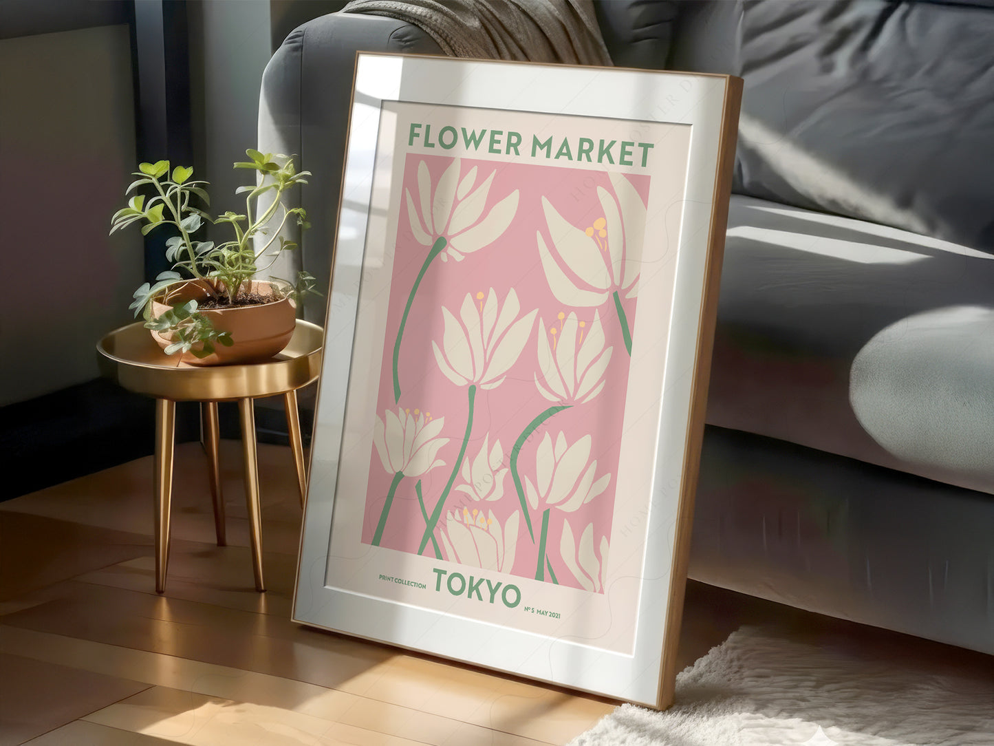 Flower Market Tokyo, Famous City Poster, Travel Gift Idea, Floral Wall Art