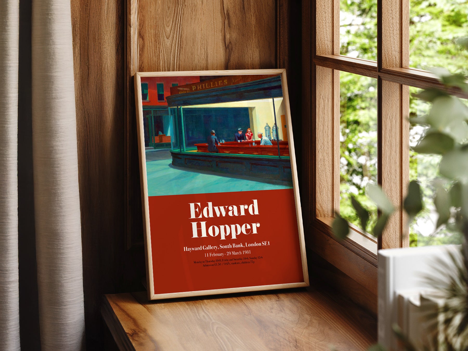 Edward Hopper Nighthawks Exhibition in a light-filled Japandi-inspired living space