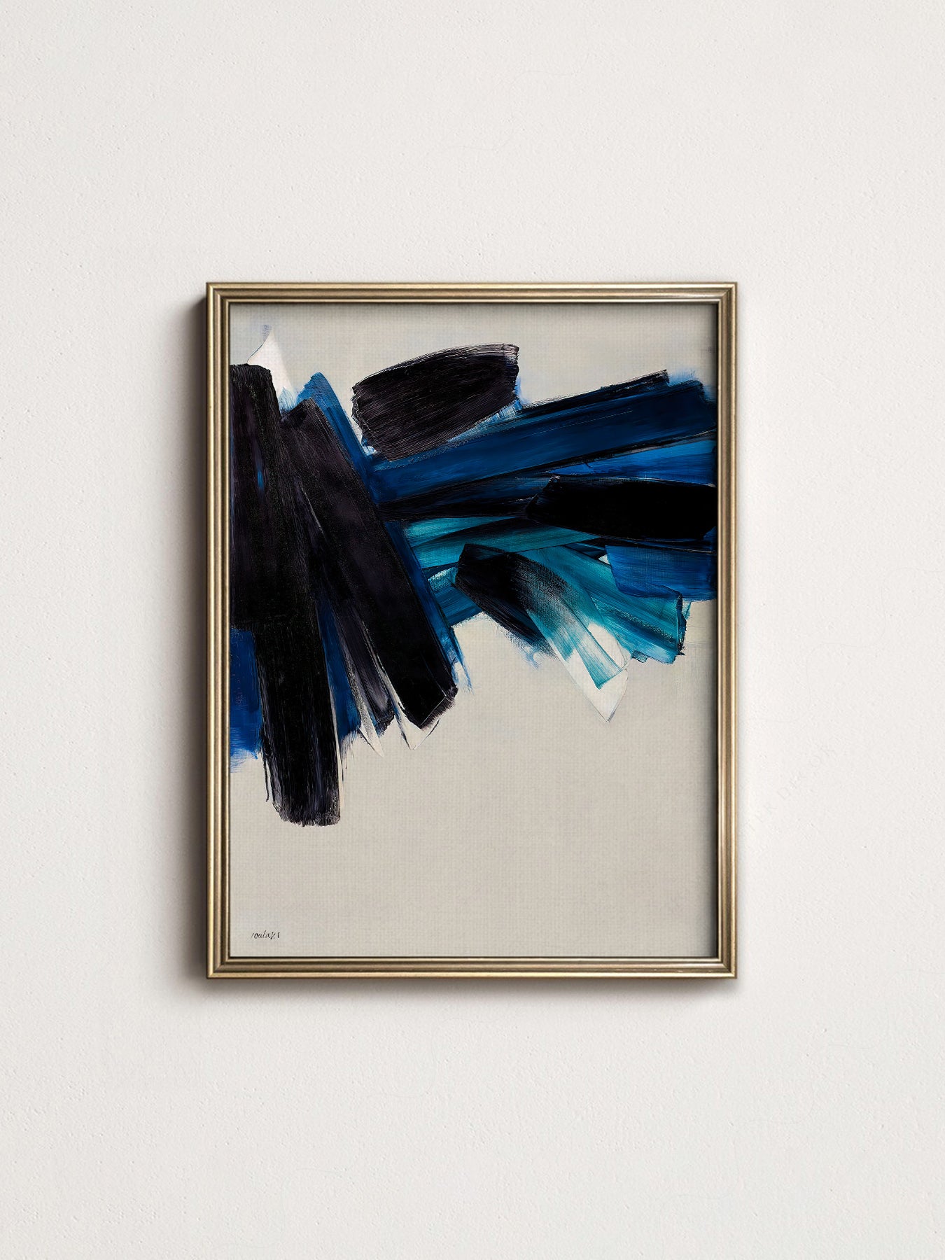 Pierre Soulages Abstract Art Print – Blue Black Modern Wall Art Poster