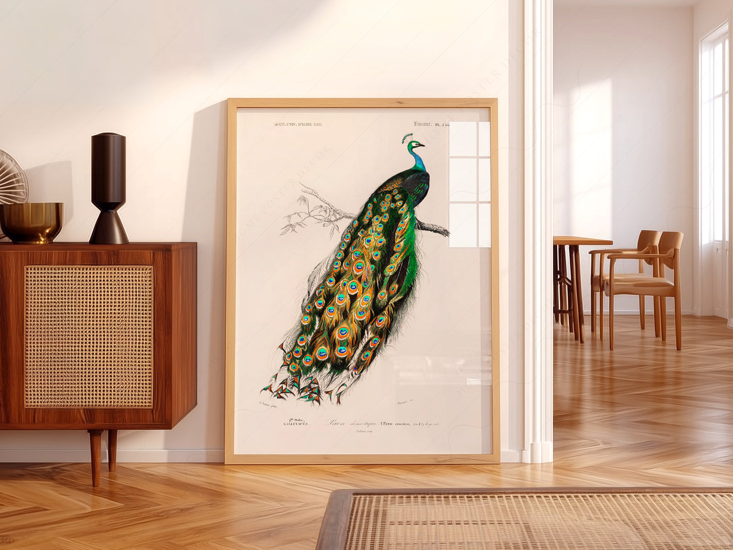 Vintage Peacock Print, Antique Birds Painting