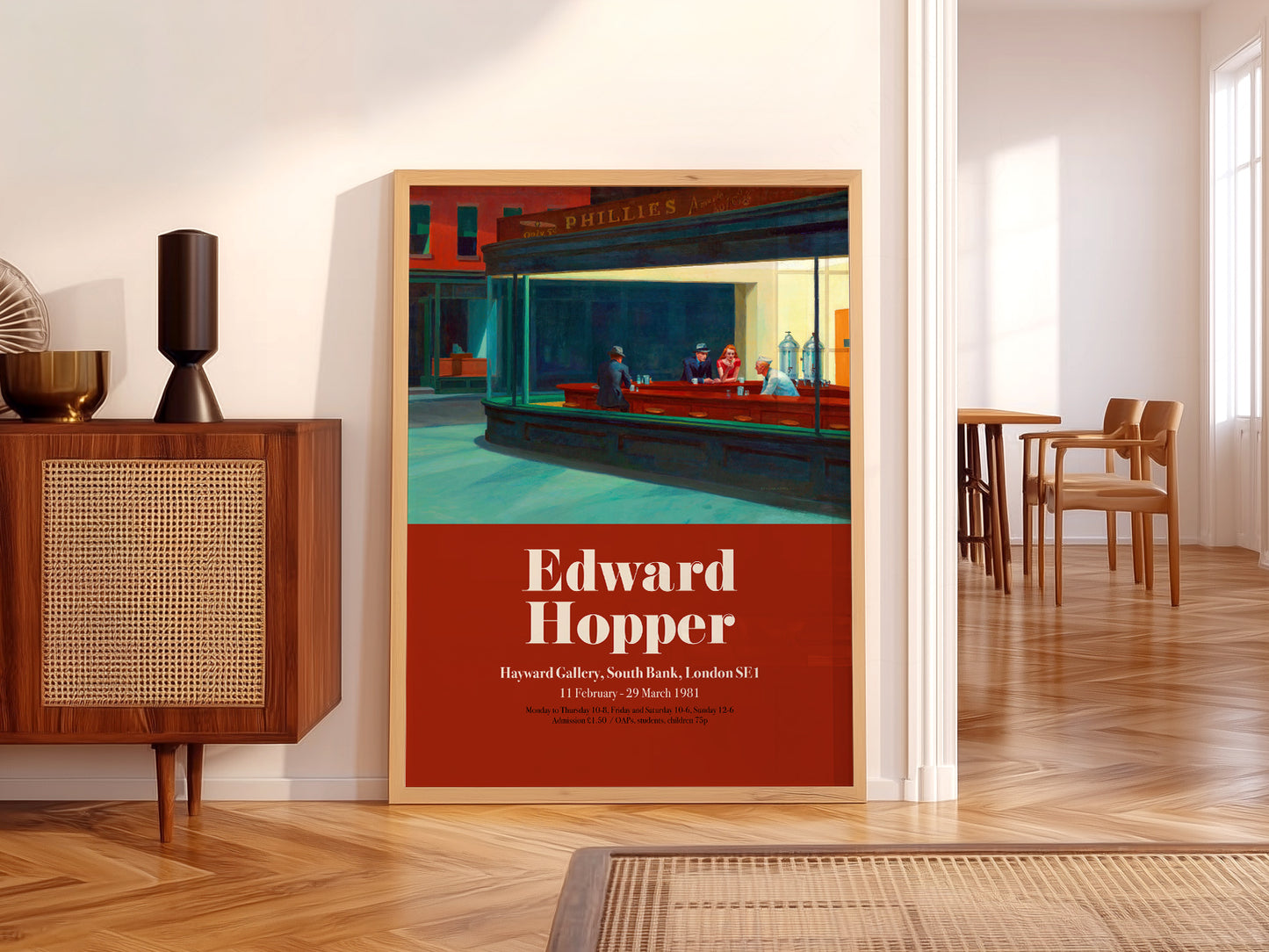 Gallery wall featuring Edward Hopper Nighthawks Exhibition fine art print