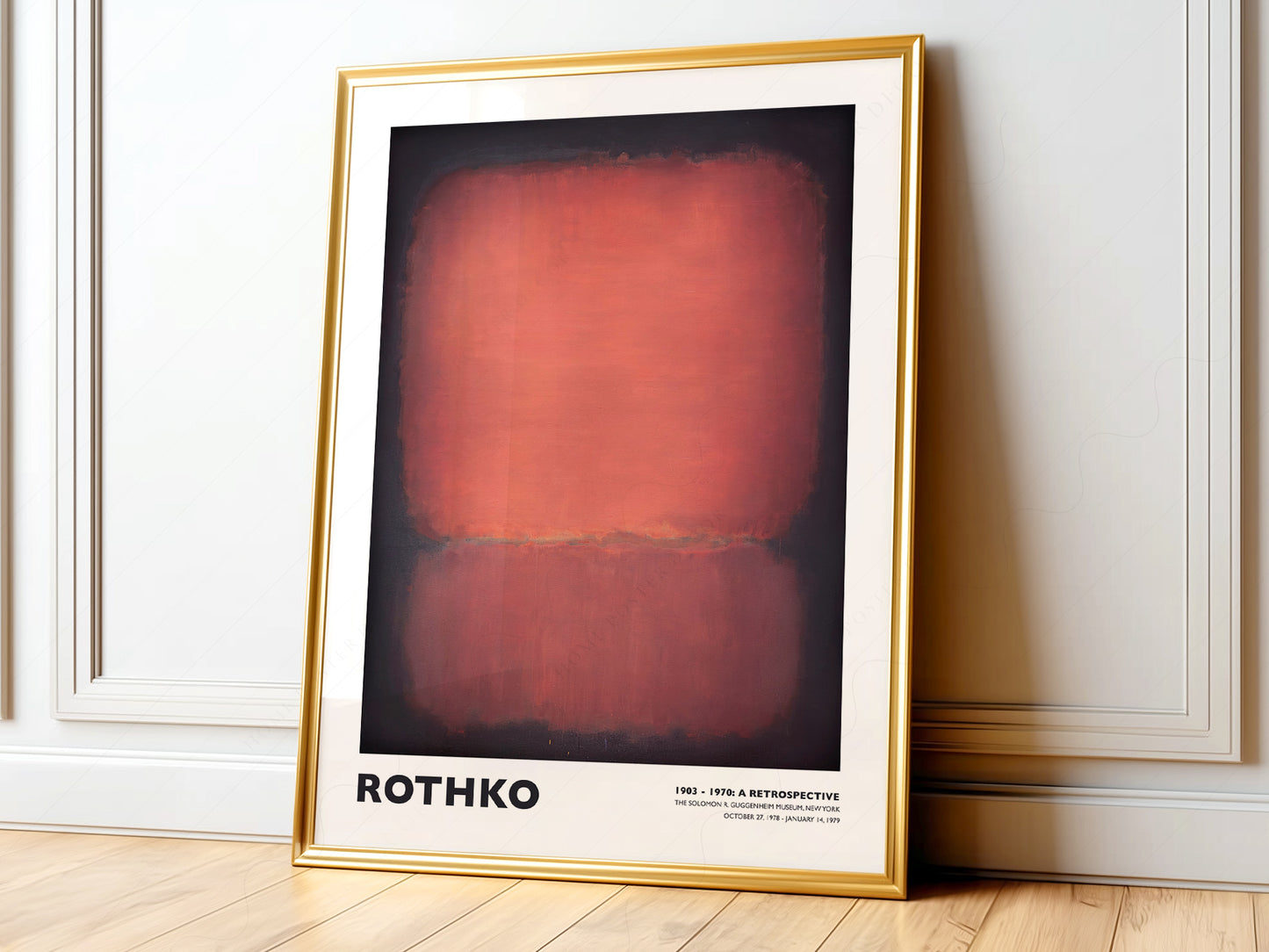 Mark Rothko Untitled exhibition poster featuring red and black color field abstract expressionist art print.