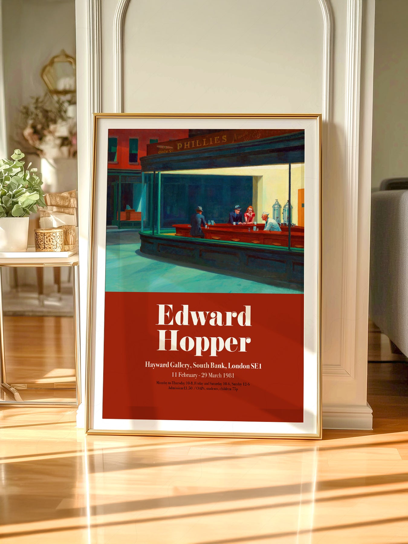 Gallery wall featuring Edward Hopper Nighthawks Exhibition fine art print