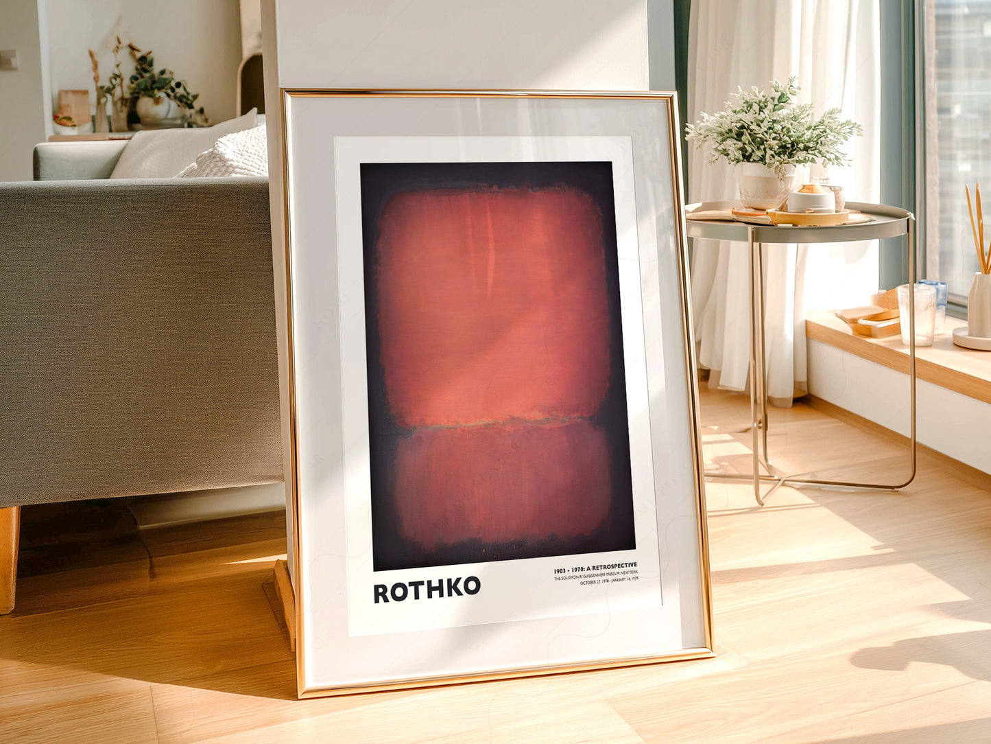 Multiple size options for Mark Rothko Untitled Red and Black wall art print display