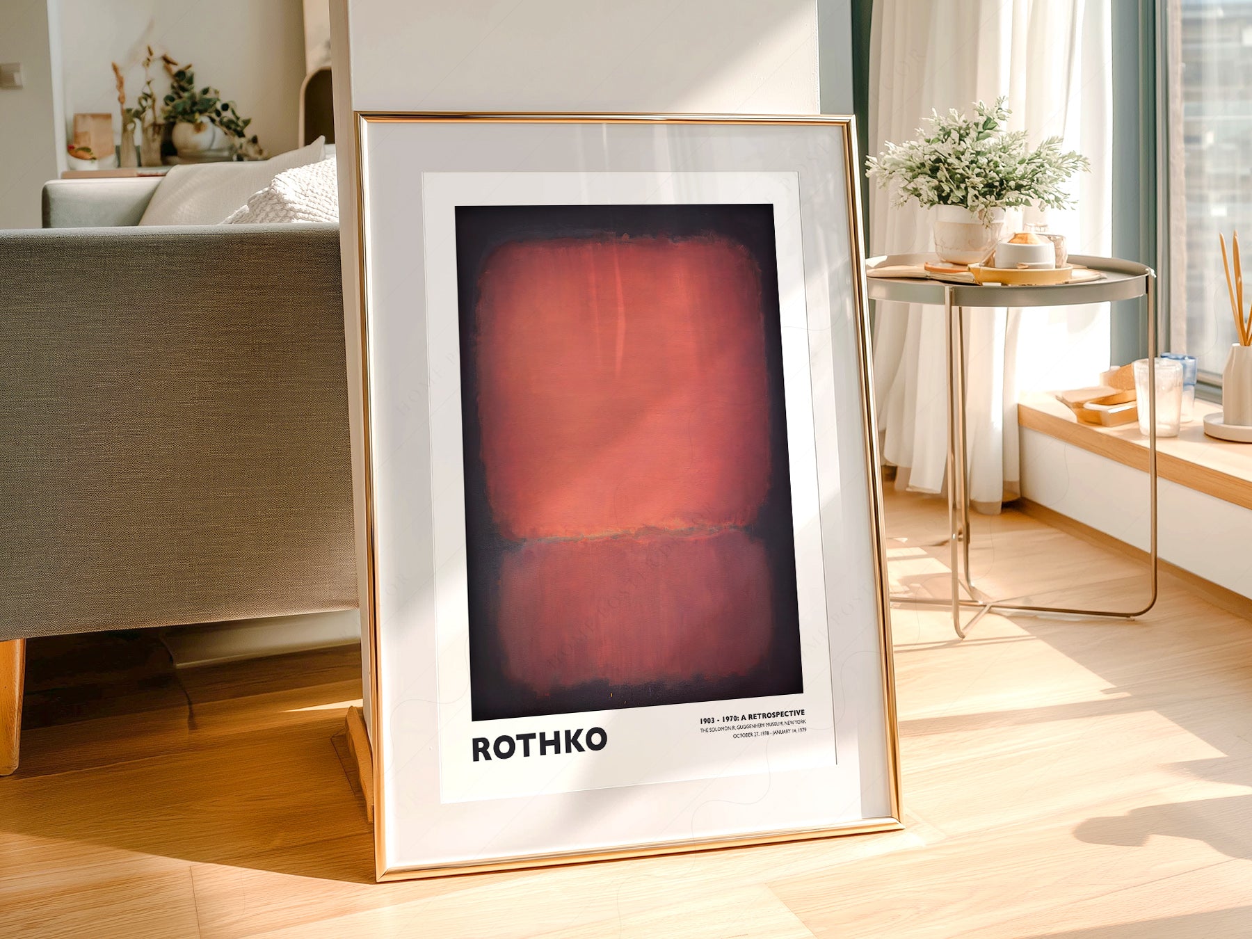 Multiple size options for Mark Rothko Untitled Red and Black wall art print display