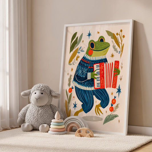 Accordion Frog Nursery Art