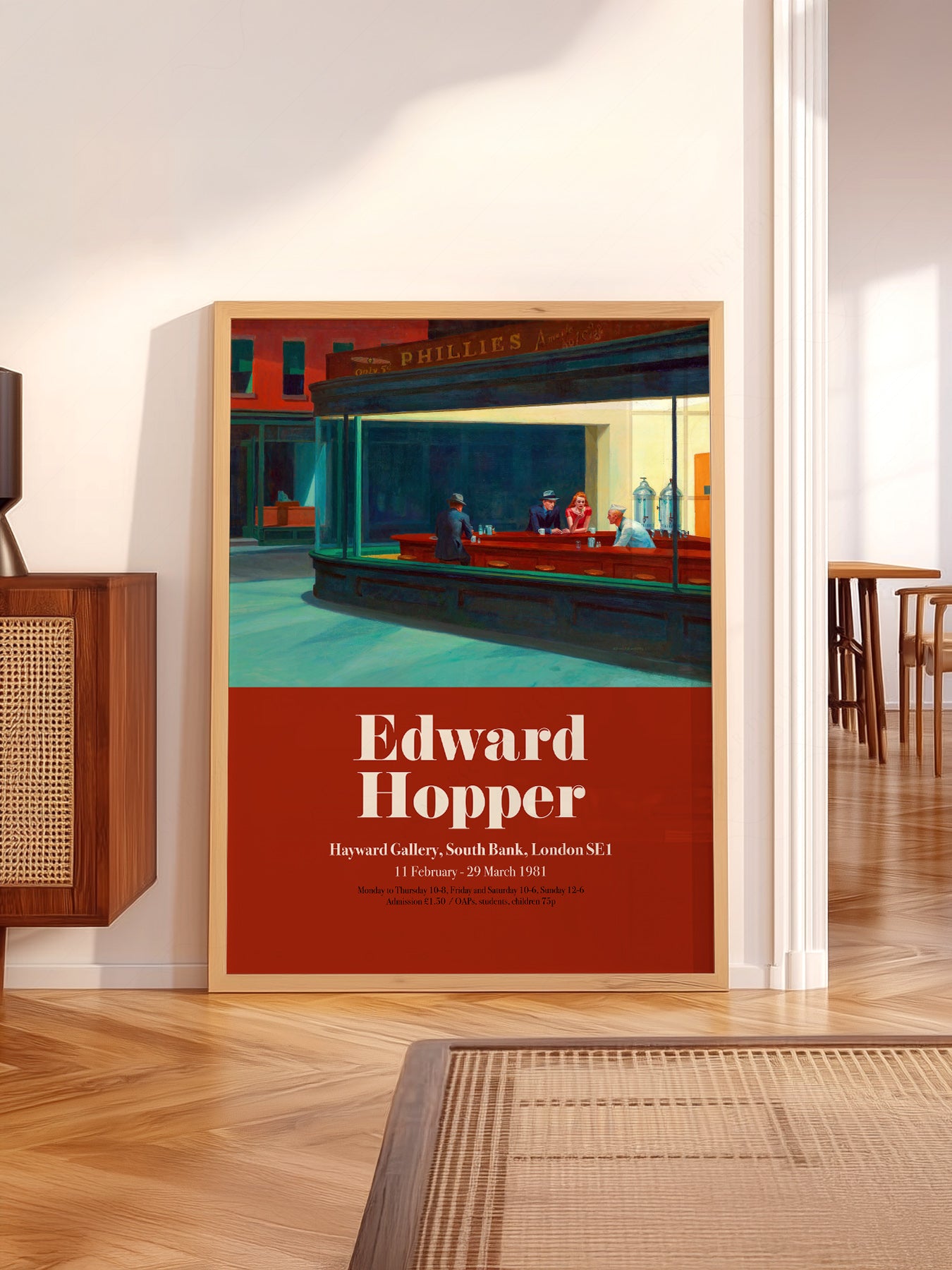Edward Hopper wall art in a cozy home study or reading room