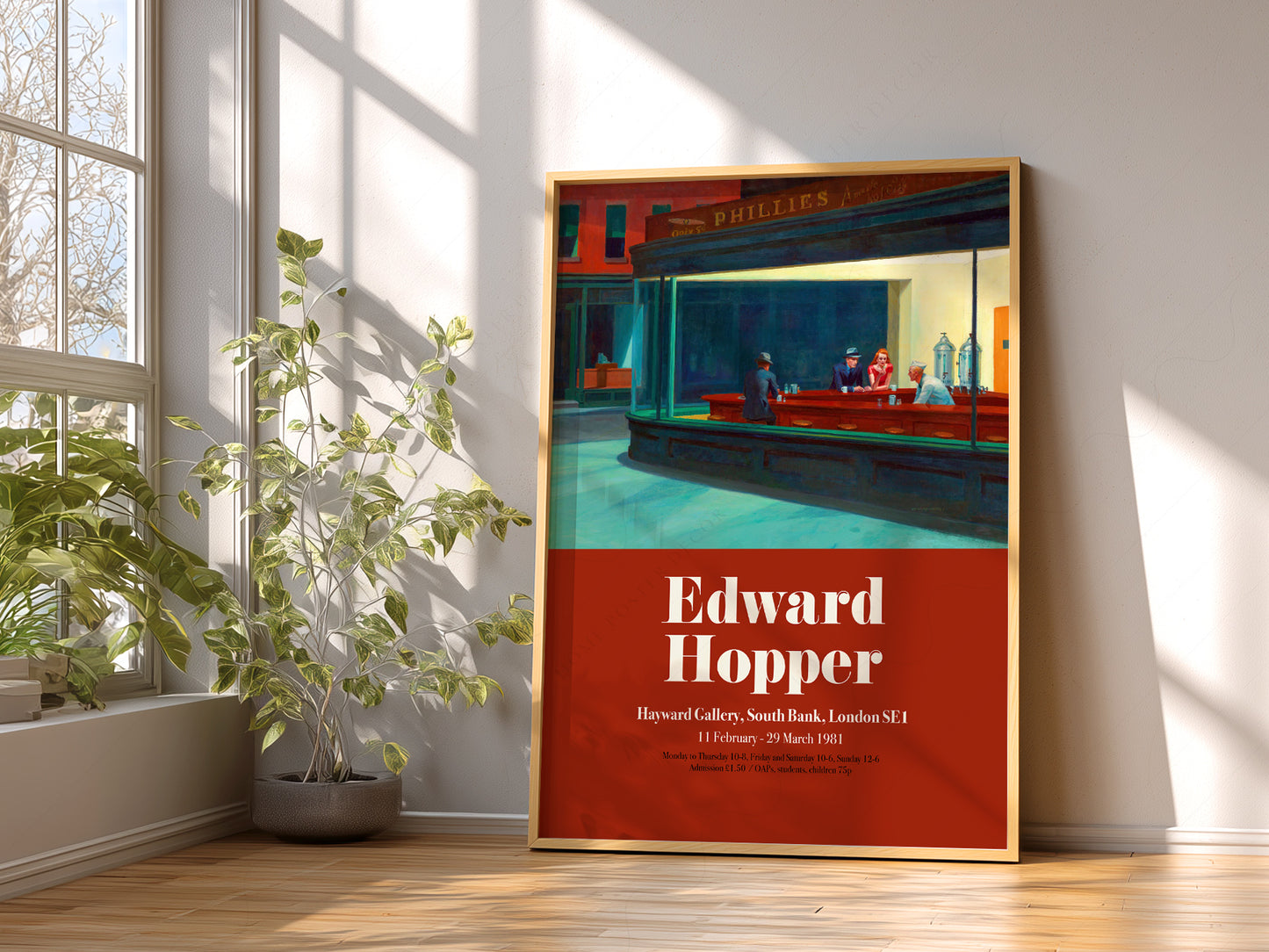 Edward Hopper wall art in a cozy home study or reading room
