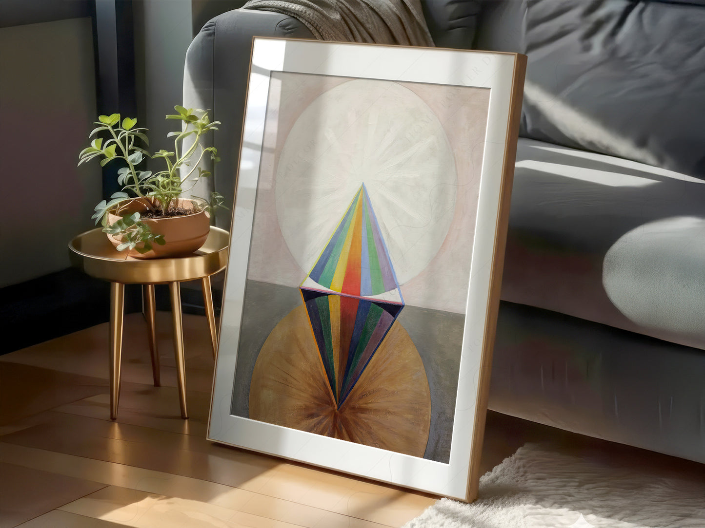 Hilma af Klint wall art in a cozy home study or reading room