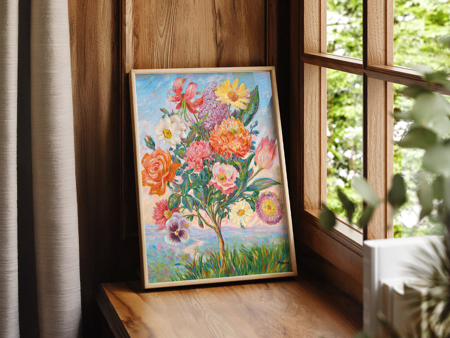 René Magritte La Préméditation in a light-filled Japandi-inspired living space