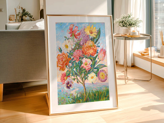 René Magritte La Préméditation wall art print displayed in a bright modern living room