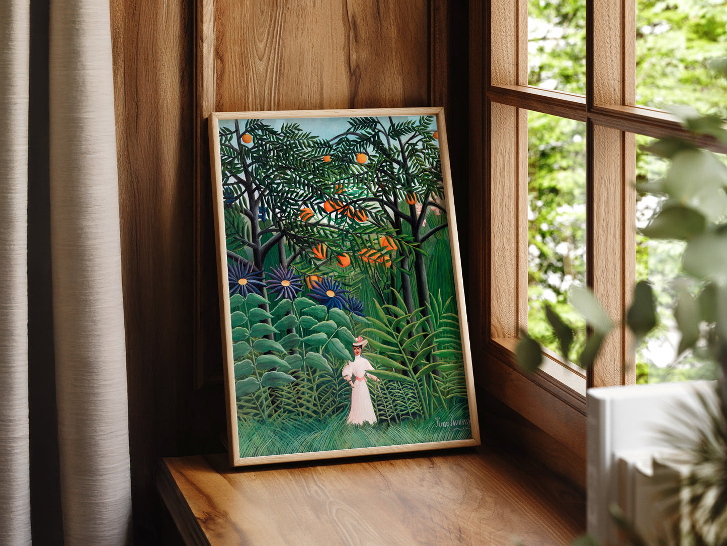 Henri Rousseau Woman Walking in an in a light-filled Japandi-inspired living space