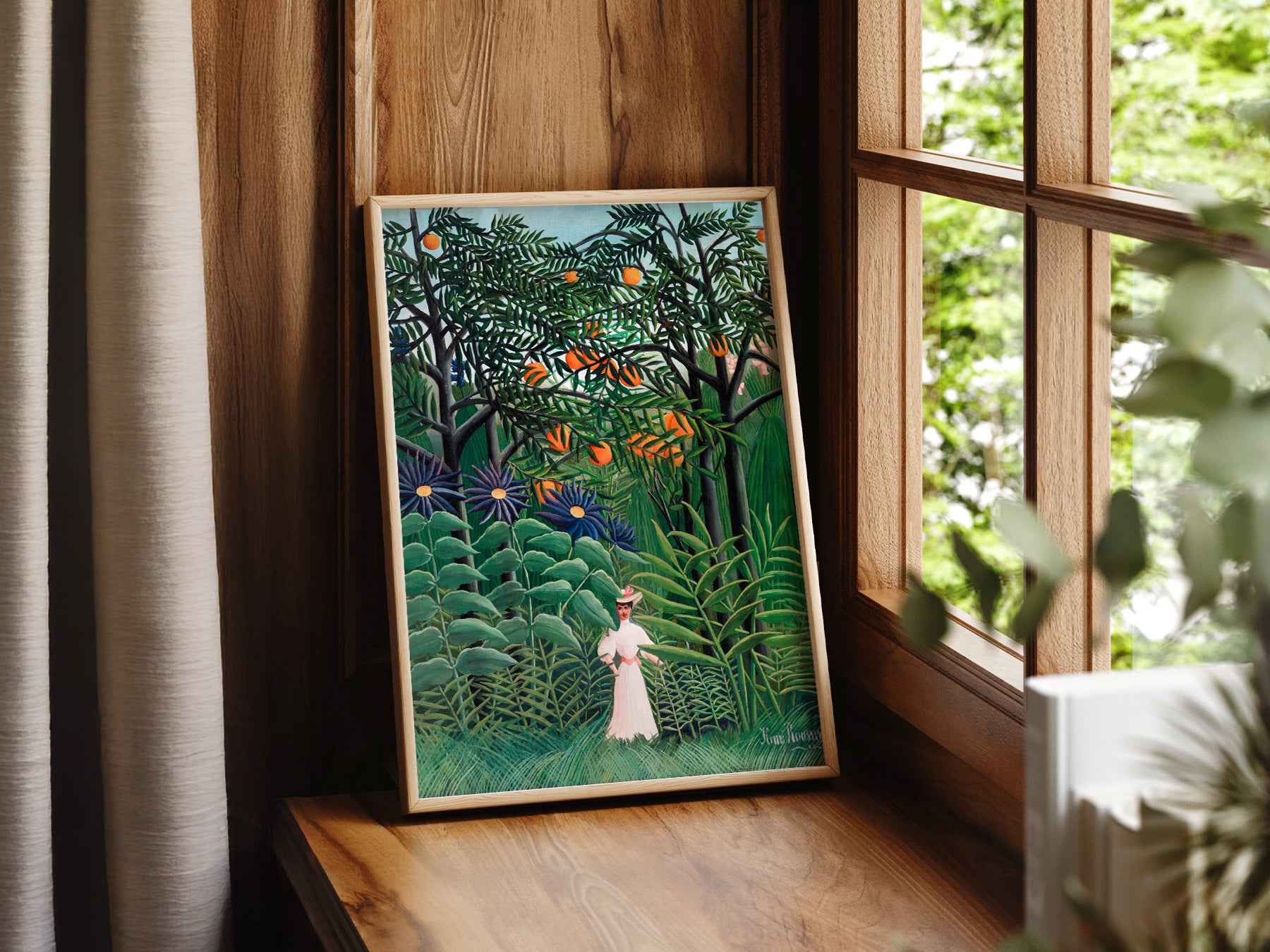 Henri Rousseau Woman Walking in an in a light-filled Japandi-inspired living space