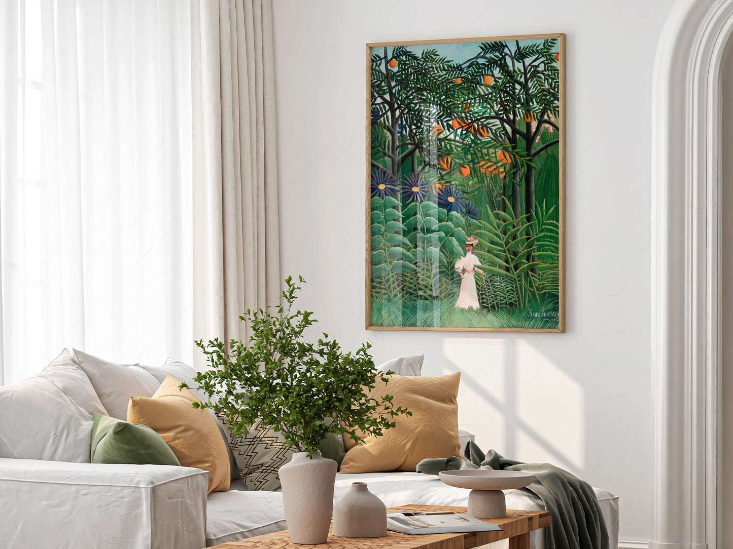 Multiple size options for Henri Rousseau Woman Walking in an wall art print display
