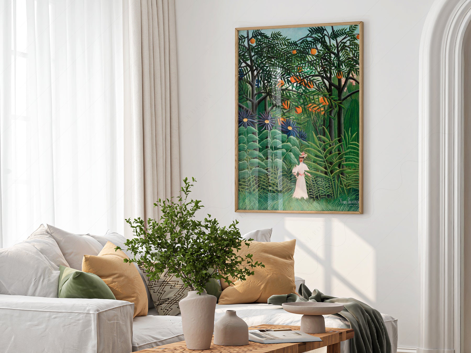 Multiple size options for Henri Rousseau Woman Walking in an wall art print display