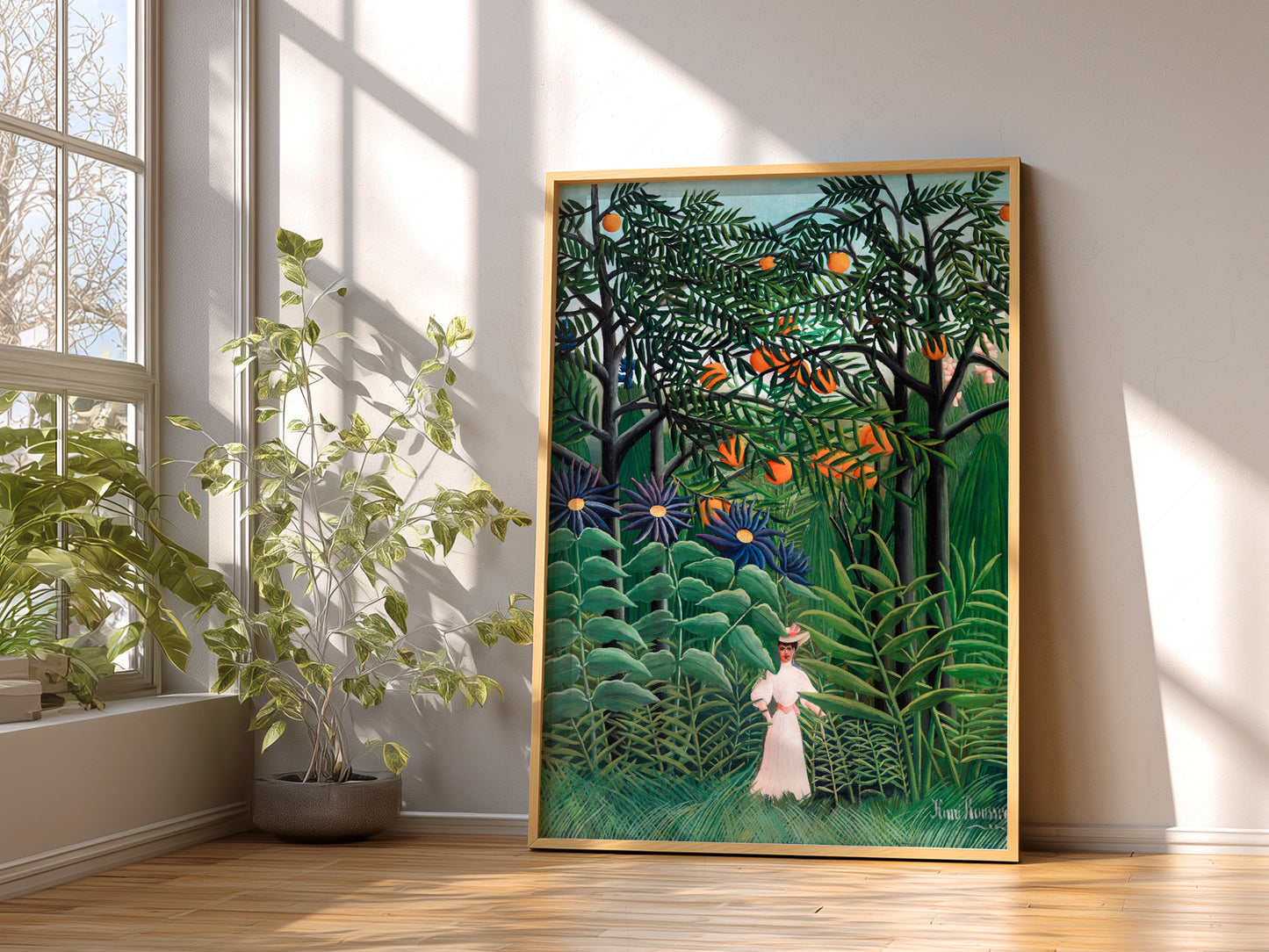 Henri Rousseau wall art in a cozy home study or reading room