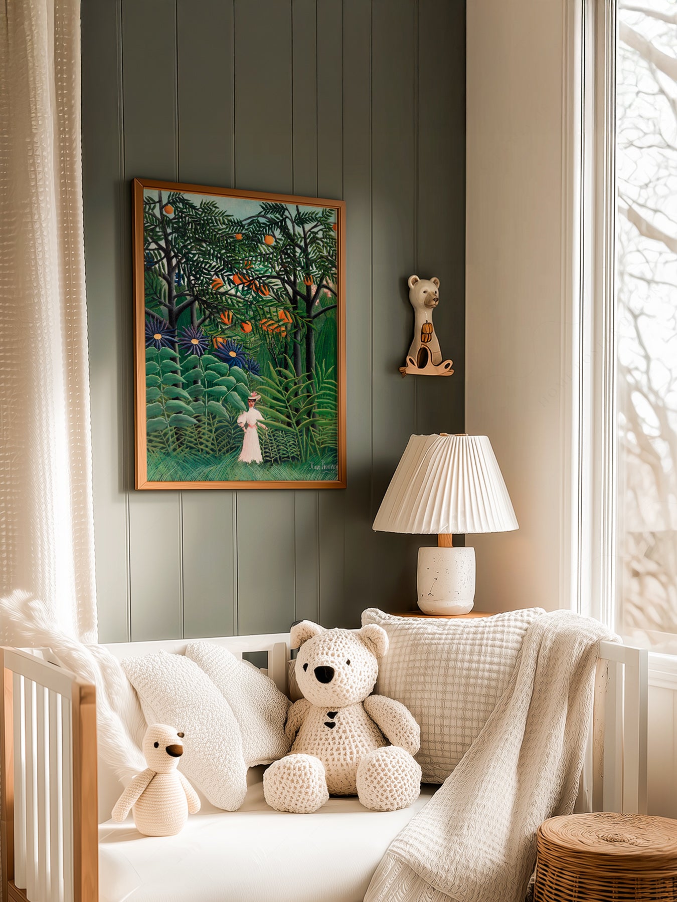 Henri Rousseau Woman Walking in an in a light-filled Japandi-inspired living space