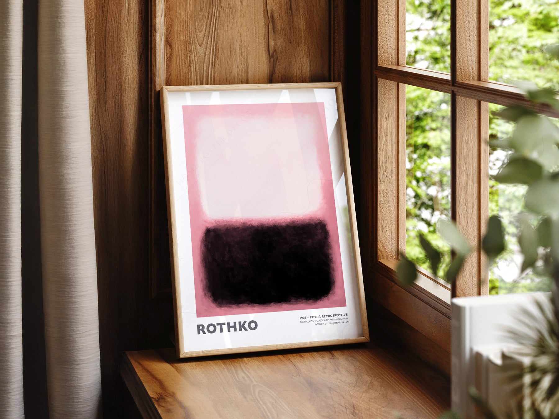 Mark Rothko Pink and Black Exhibition in a light-filled Japandi-inspired living space