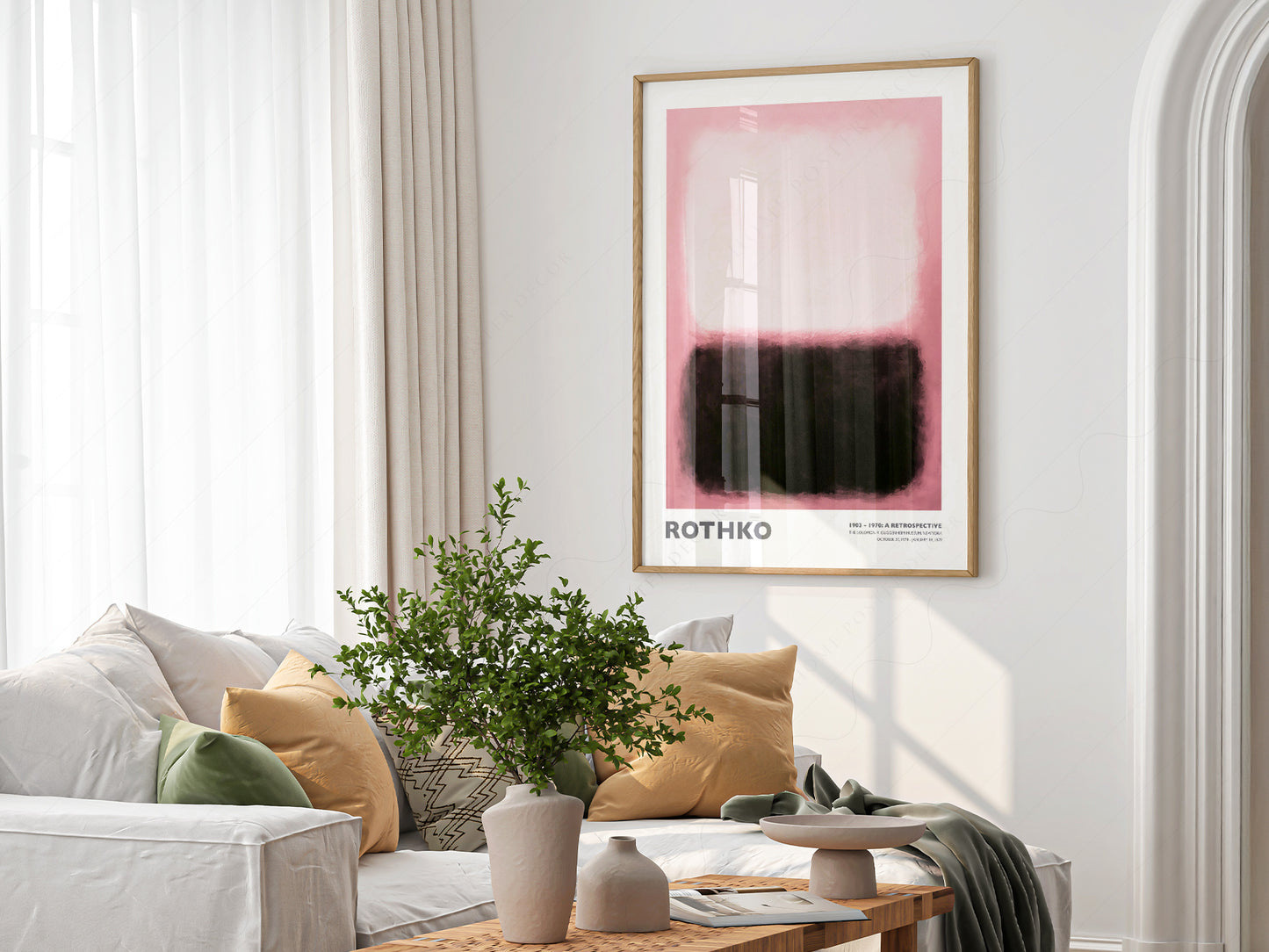 Multiple size options for Mark Rothko Pink and Black Exhibition wall art print display