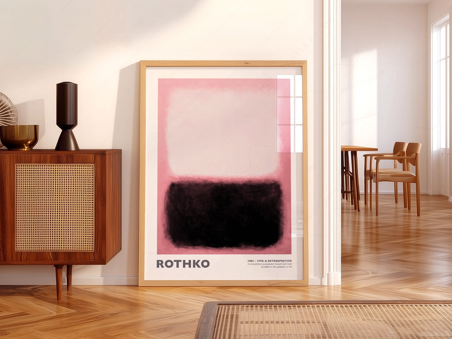 Mark Rothko art print styled in a Scandinavian bedroom