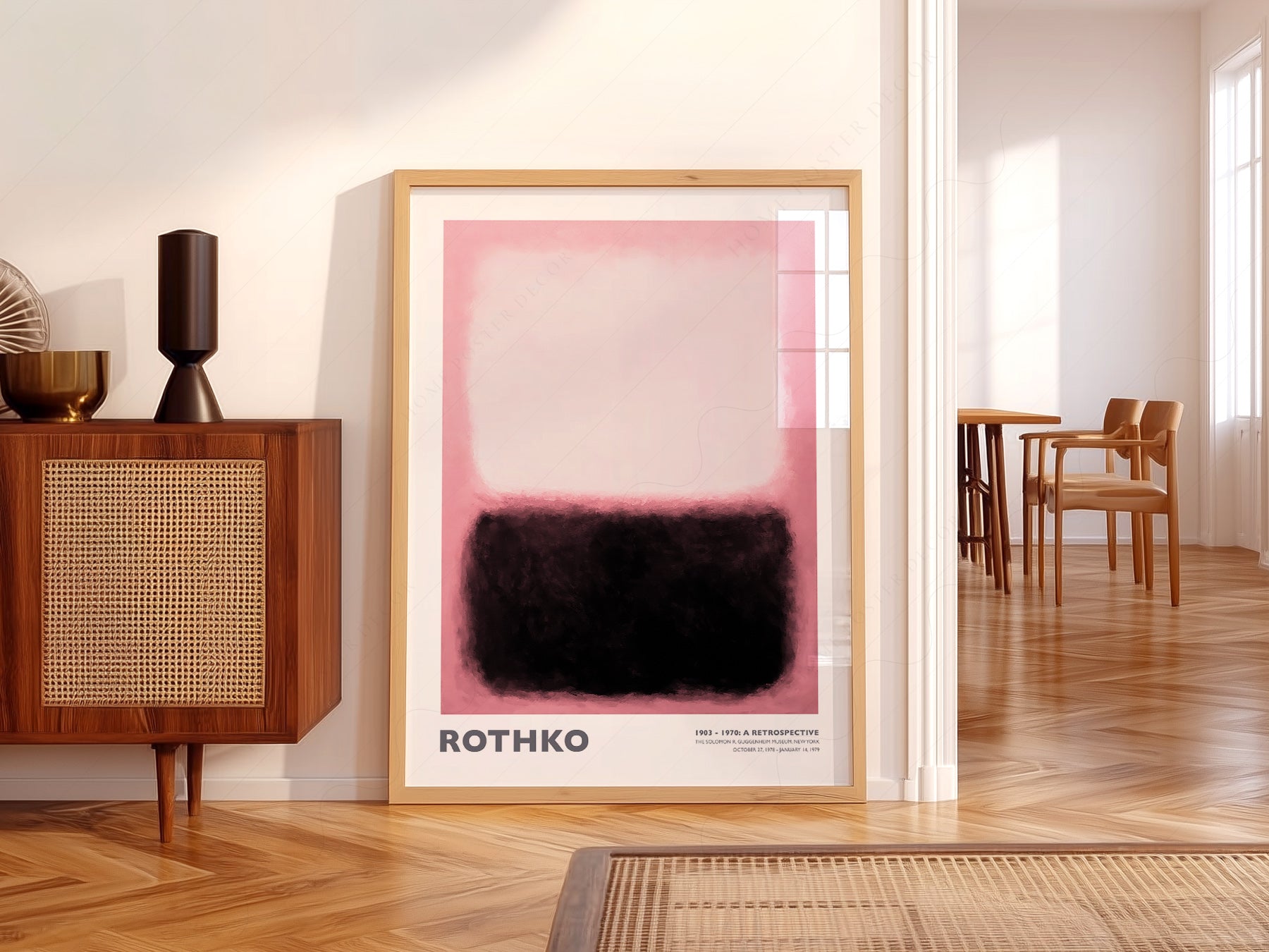 Mark Rothko art print styled in a Scandinavian bedroom