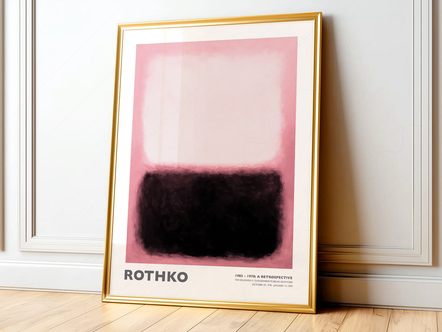 Mark Rothko pink and black exhibition poster featuring soft color fields in an abstract expressionist art print.
