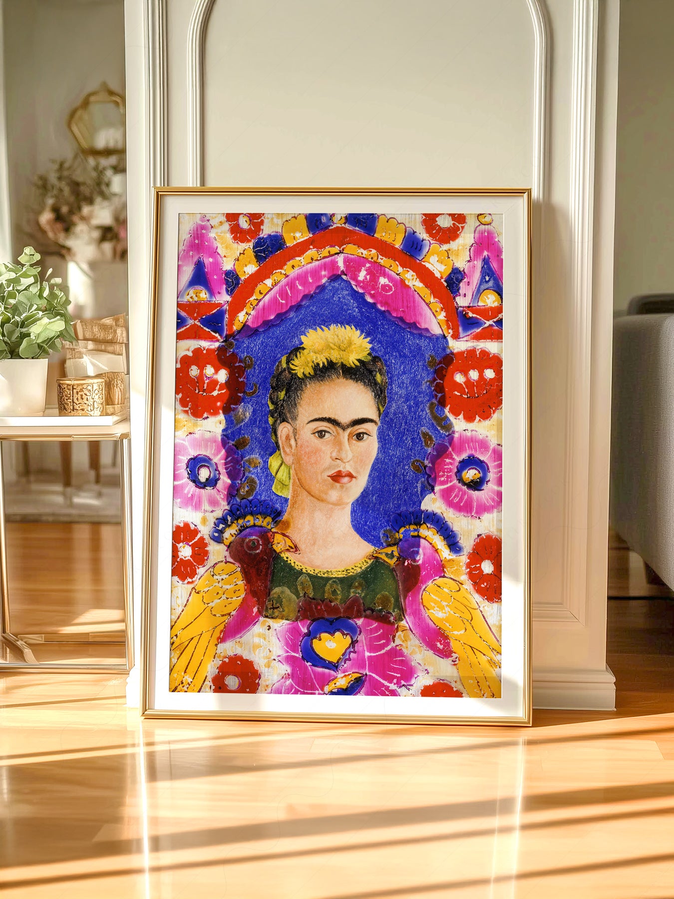 Frida Kahlo Self-Portrait The Frame Art Print – Mexican Folk Art Poster