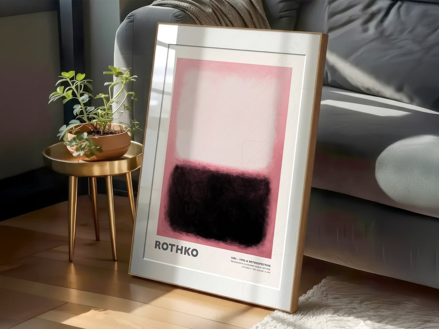 Gallery wall featuring Mark Rothko Pink and Black Exhibition fine art print