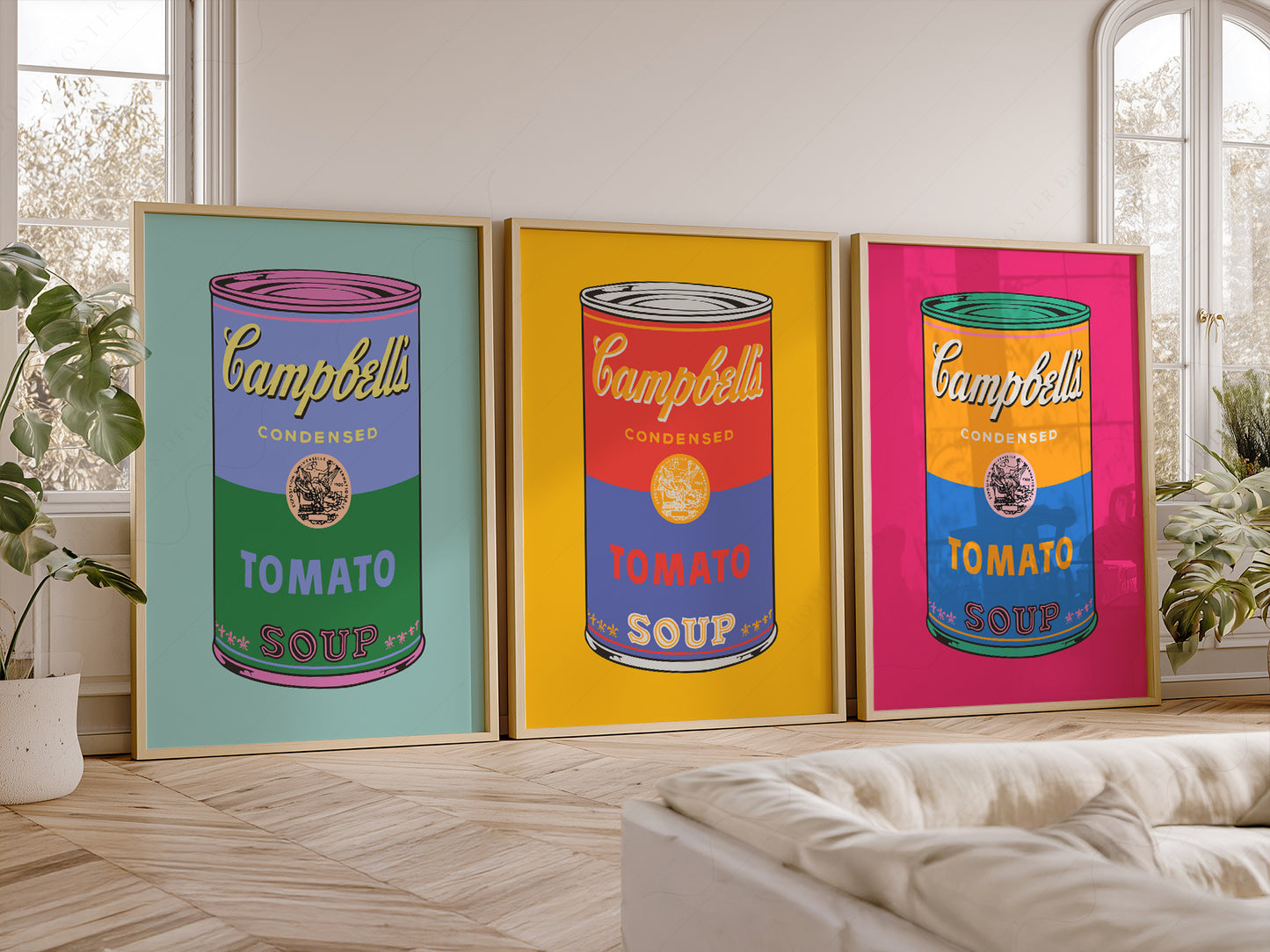 Pop Art Tomato Soup Print Set of 3 – Colorful Retro Kitchen Wall Art