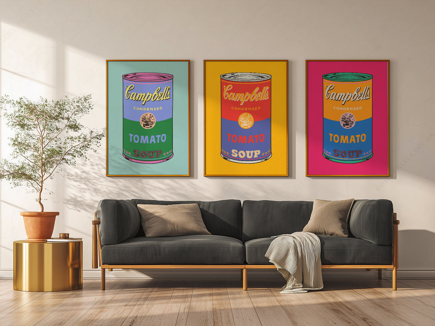 Pop Art Tomato Soup Print Set of 3 – Colorful Retro Kitchen Wall Art